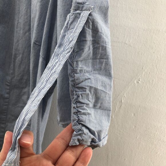 Venezla Womens 3/4 Sleeve Striped V Neck Button Front Shirt Top Blue Size 14-16 - Picture 5 of 13